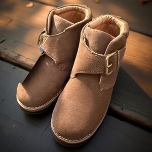 NWT Stride Rite Kids Suede Ankle Boots Velcro Closures Brown Size 13M